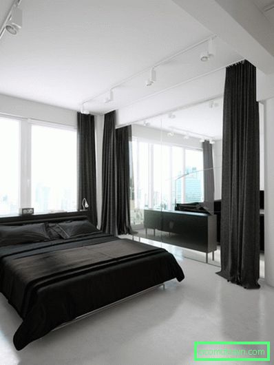 монохром-црно-бела спаваћа соба