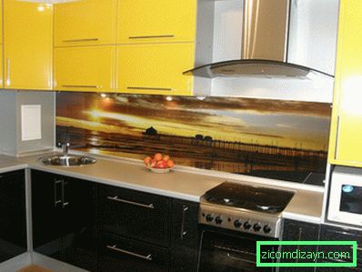 Кухиња дизајн боје лимуна (права слика)